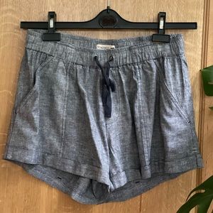 Toad & Co taj hemp shorts, elastic waist, chambray, pull-on XS gray-blue